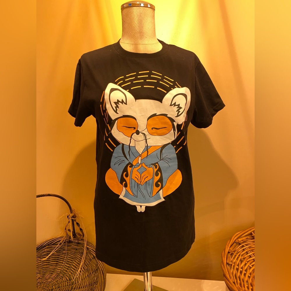 Shifu 🐼 Black T-Shirt with Meditating red panda Design kung fu panda 🐼